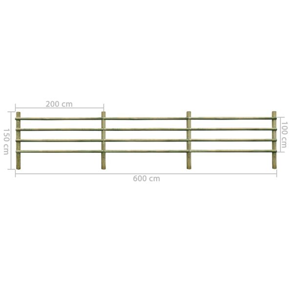 vidaXL Gard pentru grădină, 6 m, lemn de pin tratat