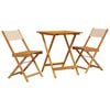 vidaXL Set mobilier bistro, 3 piese, textil bej/lemn masiv