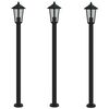 vidaXL Lămpi de podea de exterior 3 buc. negru 120 cm oțel inoxidabil