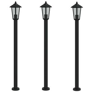 vidaXL Lămpi de podea de exterior 3 buc. negru 120 cm oțel inoxidabil