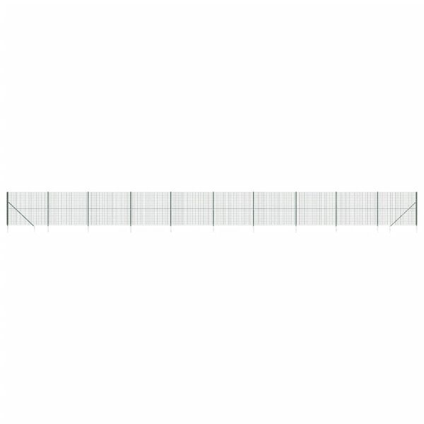 vidaXL Gard plasă de sârmă cu țăruși de fixare, verde, 2x25 m