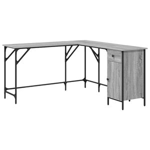vidaXL Birou, gri sonoma, 141x141x75 cm, lemn prelucrat