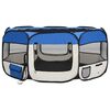 vidaXL Țarc c&acirc;ini pliabil cu sac de transport, albastru, 145x145x61 cm
