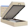 vidaXL Pat Ottoman cu Saltea și LED Crem 90 x 200 cm Țesătură