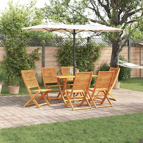 vidaXL Set de masă pentru grădină 7 pcs Maro lemn masiv de acacia
