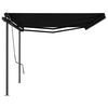 vidaXL Copertină retractabilă automat, cu st&acirc;lpi, antracit, 6x3 m