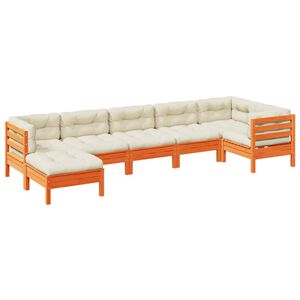 vidaXL Set canapele grădină cu perne, 7 piese, maro, lemn masiv de pin