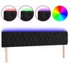 vidaXL Tăblie de pat cu LED, negru, 180x7x78/88 cm, catifea