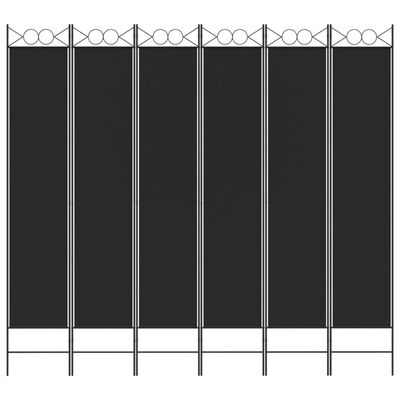 vidaXL Paravan de cameră cu 6 panouri, negru, 240x220 cm, textil