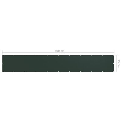 vidaXL Paravan de balcon, verde închis, 75x500 cm, țesătură oxford
