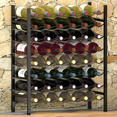 vidaXL Suport sticle de vin pentru 48 de sticle, negru, metal