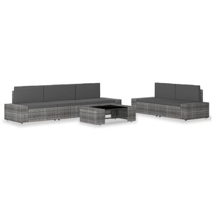 vidaXL Set mobilier de grădină, 6 piese, gri, poliratan