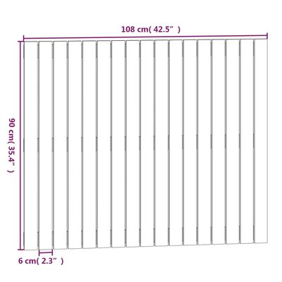 vidaXL Tăblie de pat pentru perete, alb, 108x3x90 cm, lemn masiv pin