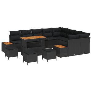 vidaXL Set de canapele pentru grădină 13 buc. 12-Număr de locuri Negru