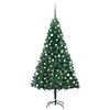 vidaXL Brad Crăciun pre-iluminat cu set globuri, verde, 180 cm, PVC