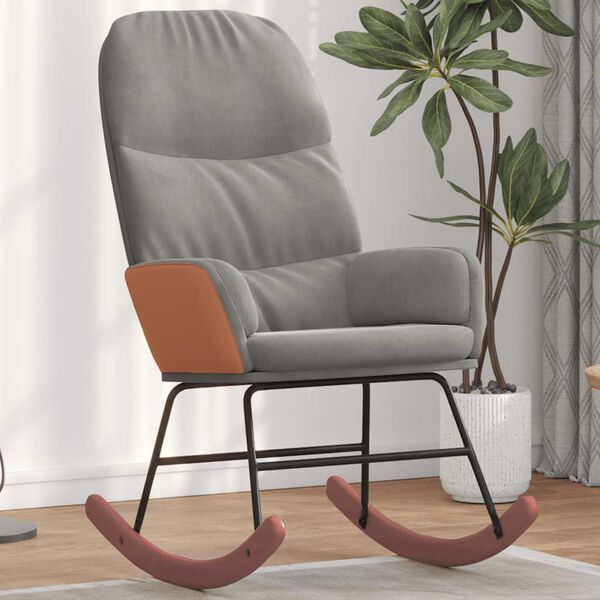 vidaXL Scaun balansoar, gri deschis, catifea