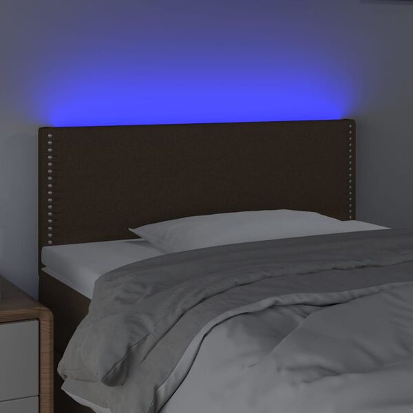 vidaXL Tăblie de pat cu LED, maro închis, 80x5x78/88 cm, textil
