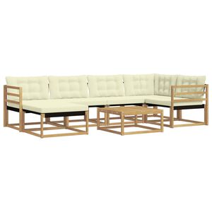 vidaXL Set de canapele de exterior 7 buc. Alb și crem