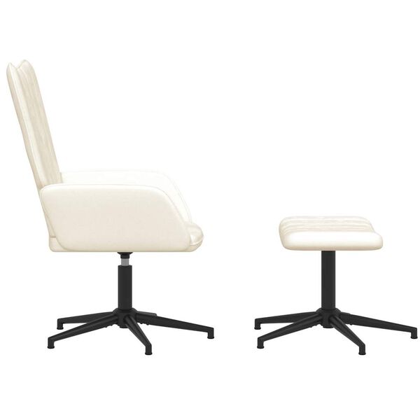 vidaXL Scaun de relaxare cu taburet, alb crem, catifea