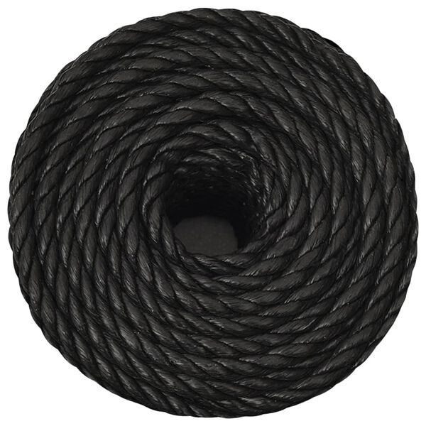 vidaXL Fr&acirc;nghie de lucru, negru, 14 mm, 100 m, polipropilenă