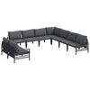 vidaXL Set de canapele pentru grădină cu pernă 9 pcs Negru Oțel