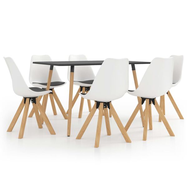 vidaXL Set mobilier de bucătărie, 7 piese, alb și negru