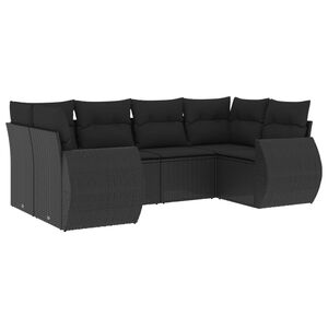 vidaXL Set mobilier de grădină cu perne, 6 piese, negru, poliratan