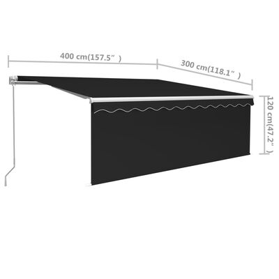 vidaXL Copertină retractabilă manual cu stor, antracit, 4x3 m