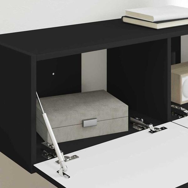 vidaXL Dulap TV de perete 2 pcs Negru 98 x 31 x 29,5 cm Lemn compozit