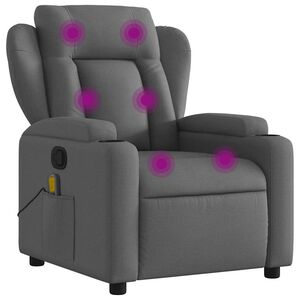 vidaXL Fotoliu de masaj rabatabil, gri &icirc;nchis, material textil