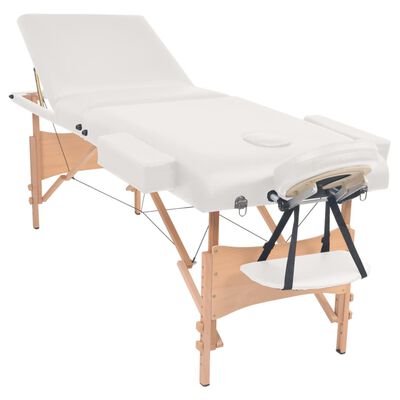 vidaXL Set taburet și masă masaj pliabile 3 zone, 10 cm grosime, alb