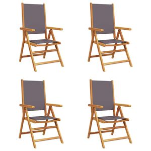 vidaXL Scaune pliante rabatabile, 4 buc., material textil antracit și lemn masiv