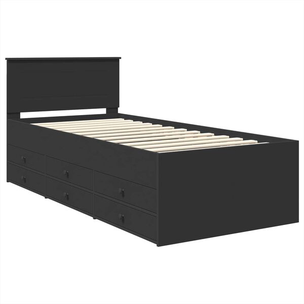vidaXL Daybed cu sertar cu headboard Negru 90 x 200 cm Lemn compozit
