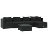 vidaXL Set mobilier de grădină cu perne, 6 piese, negru, poliratan