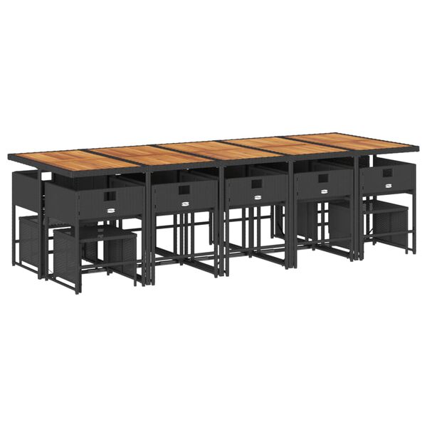 vidaXL Set mobilier de grădină cu perne, 15 piese, negru, poliratan