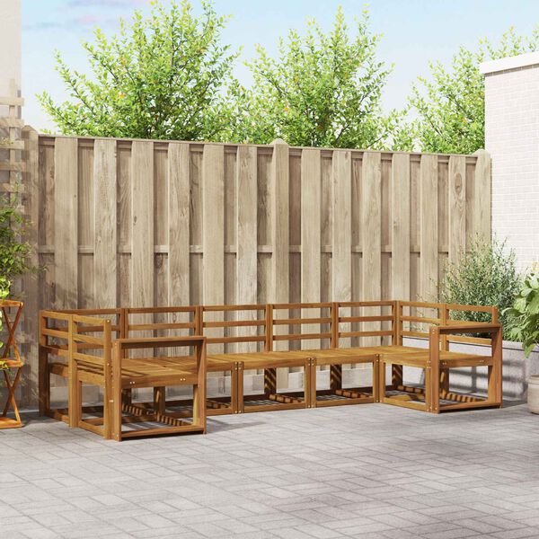 vidaXL Set de canapele de exterior 7 pcs natural Lemn Solid de Acacia