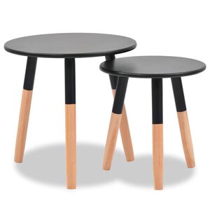 vidaXL Set masă laterală 2 piese, lemn masiv de pin, negru