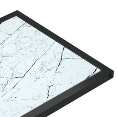 vidaXL Masă laterală de calculator, alb marmură, 50x35x65 cm, sticlă