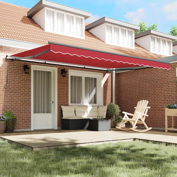 vidaXL Cortina Retractabilă Manual Roșu 450 &times; 350 cm Poliester și oțel