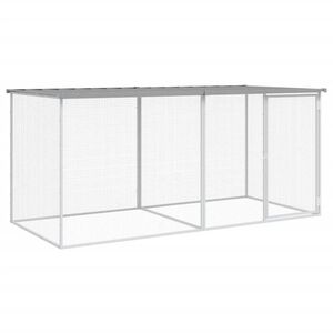 vidaXL Cușcă pentru găini cu acoperiș, gri deschis, 203x98x90 cm, oțel galvanizat
