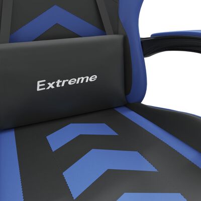 vidaXL Scaun gaming pivotant/suport picioare negru/albastru piele eco
