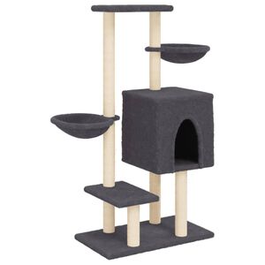 vidaXL Ansamblu pisici cu st&acirc;lpi din funie sisal, gri &icirc;nchis, 117 cm