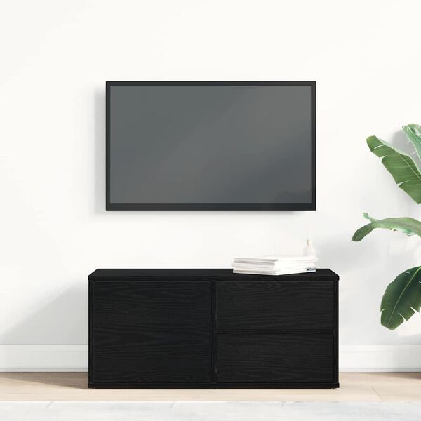 vidaXL Cabinet TV cu sertar Stejar Negru 80 x 34 x 36 cm Lemn compozit