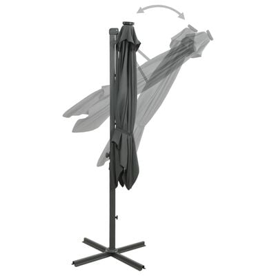 vidaXL Umbrelă suspendată cu stâlp și LED-uri, antracit, 250 cm