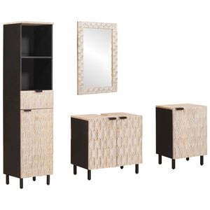 vidaXL Seturi de baie 4 pcs Finisaj Alb Spălat Lemn de mango solid