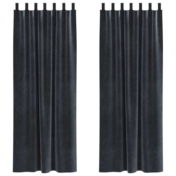 vidaXL Perdele opace 2 pcs Gri &icirc;nchis 140 x 225 cm Catifea