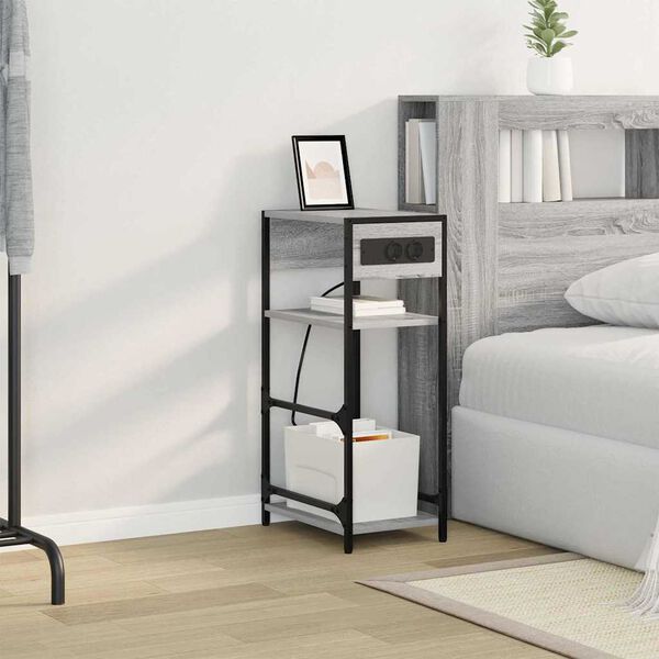 vidaXL Dulap de noapte Gri Sonoma 40 x 27 x 76 cm Lemn compozit