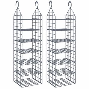 vidaXL Organizator pentru dulap suspendat, cu 7 rafturi, 2 buc.