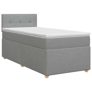 vidaXL Pat boxspring cu saltea Gri deschis 90 x 190 cm Țesătură