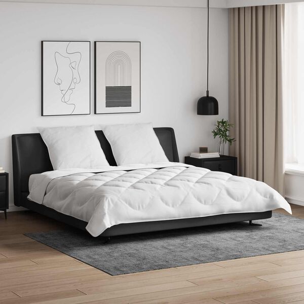 vidaXL Duvet cu perne cu pernă 3 pcs Alb Microfibră